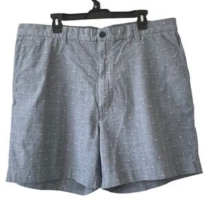 Roundtree & Yorke Men's Shorts 42 Blue-Gray Chino Golf Geometric Pattern Stretch